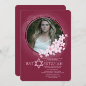 さくらんぼブロッサム写真バルミツワー招待状 招待状 (正面/裏面)