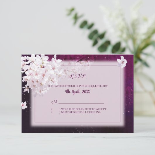 さくらんぼブロッサム夕べウェディングRSVP 出欠カード (スタンド正面)