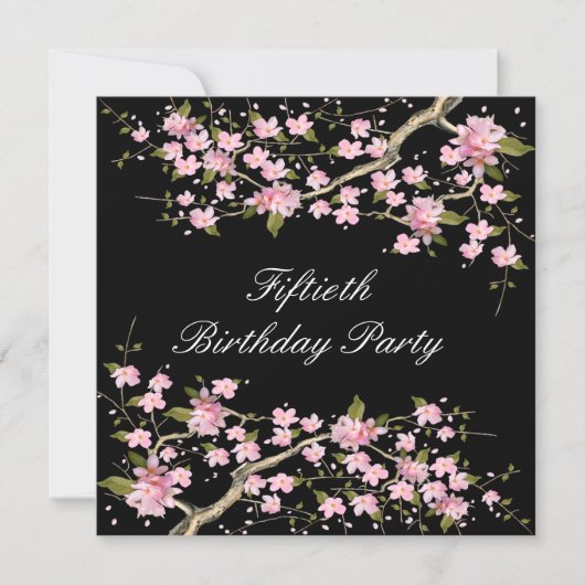 さくらんぼブロッサム女性50th誕生日パーティー 招待状 (正面)