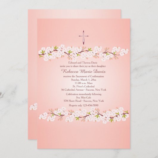 さくらんぼブロッサム宗教招待状 招待状 (正面/裏面)