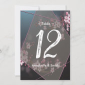 さくらんぼブロッサム幾何学フローラテーブル番号 招待状 (正面)