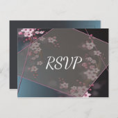 さくらんぼブロッサム幾何学フローラRSVP インビテーションポストカード (正面/裏面)