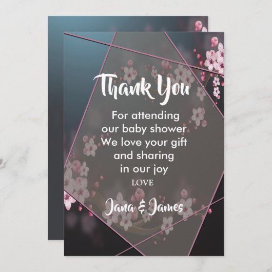 さくらんぼブロッサム幾何学感謝していフローラユー 招待状 (正面/裏面)