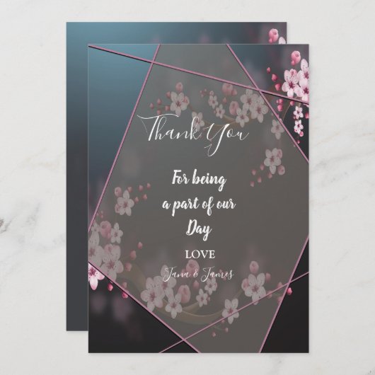 さくらんぼブロッサム幾何学感謝していフローラユー 招待状 (正面/裏面)