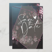 さくらんぼブロッサム幾何学的フローラは日付Inviを保存 招待状 (正面/裏面)