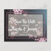 さくらんぼブロッサム幾何学的フローラ保存日付 案内ポストカード (正面)