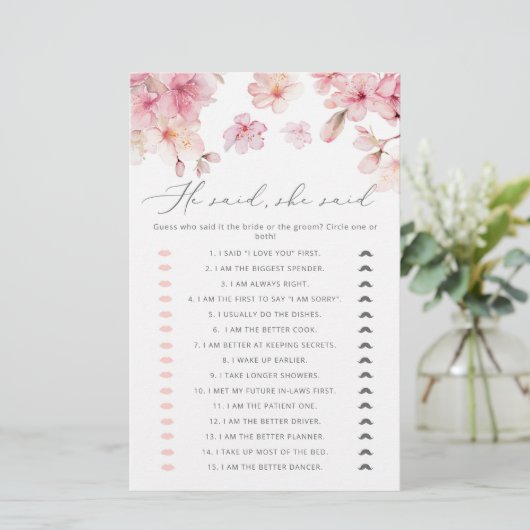 さくらんぼブロッサム彼は彼女はブライダルシャワーゲームを言った (スタンド正面)