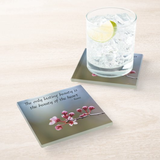 さくらんぼブロッサム感動的引用文 ガラスコースター (アングル)