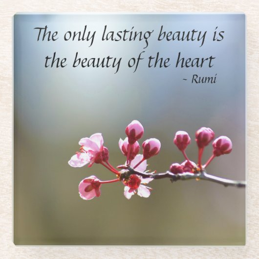 さくらんぼブロッサム感動的引用文 ガラスコースター (正面)