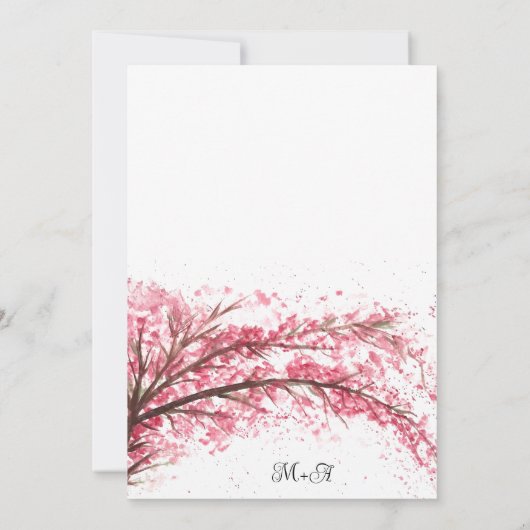 さくらんぼブロッサム日本の桜ピンク結婚ズ・インビタ 招待状 (裏面)