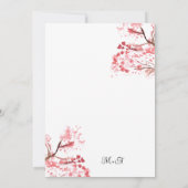 さくらんぼブロッサム日本の桜ピンク結婚ズ 招待状 (裏面)