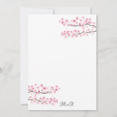 さくらんぼブロッサム日本の桜ピンク結婚ズ 招待状 (裏面)