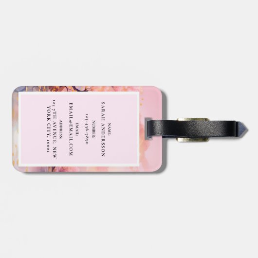 さくらんぼブロッサム桜ウェディング日付を保存 ラゲッジタグ (裏面横)