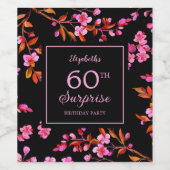 さくらんぼブロッサム桜サプライズブラック誕生日 ワインラベル (シングルラベル)