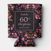 さくらんぼブロッサム桜サプライズブラック誕生日 缶クーラー (正面)