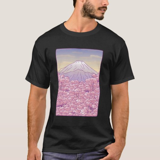 さくらんぼブロッサム桜ツリー富士山日本 Tシャツ (正面)