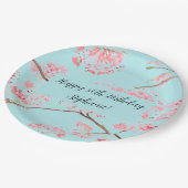 さくらんぼブロッサム桜ピンクターコイズ誕生日 ペーパープレート (アングル)