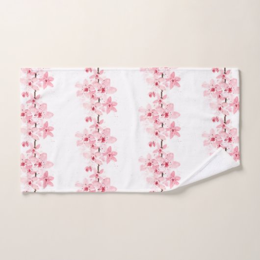 さくらんぼブロッサム桜ピンクフローラ日本のアジアBa バスタオルセット (ハンドタオル)