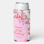 さくらんぼブロッサム桜フラワーピンクホワイト誕生日 スリム缶クーラー (Seltzer裏面)