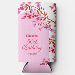 さくらんぼブロッサム桜フラワーピンクホワイト誕生日 スリム缶クーラー