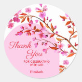 さくらんぼブロッサム桜フラワーピンクホワイト誕生日 ラウンドシール (正面)