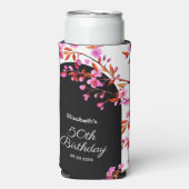 さくらんぼブロッサム桜フラワー白黒誕生日 スリム缶クーラー (Seltzer正面)