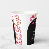 さくらんぼブロッサム桜フラワー白黒誕生日 紙コップ (左)