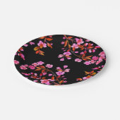 さくらんぼブロッサム桜フローラピンクブラック ペーパープレート (アングル)