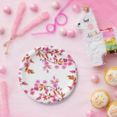 さくらんぼブロッサム桜フローラピンクホワイト ペーパープレート (パーティー)