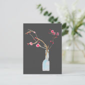 さくらんぼブロッサム桜水彩画 ポストカード (スタンド正面)