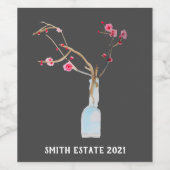 さくらんぼブロッサム桜水彩画 ワインラベル (シングルラベル)