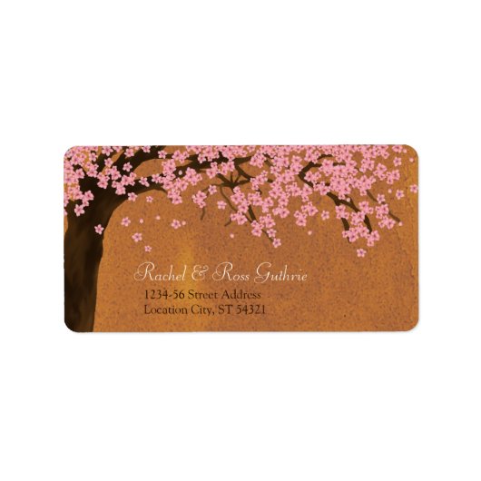 さくらんぼブロッサム桜水彩（日没）アドレス ラベル (正面)