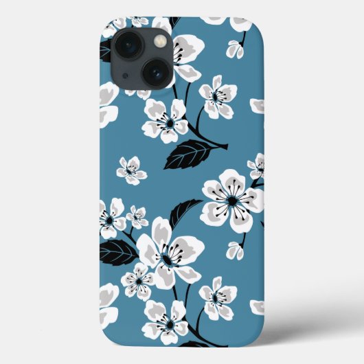 さくらんぼブロッサム桜（スモーキーブルー） Case-Mate iPhoneケース (裏面)