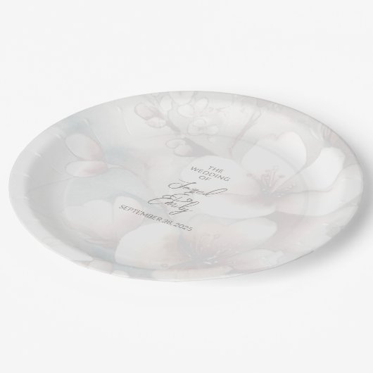 さくらんぼブロッサム結婚のパーソナライズされた紙プレート ペーパープレート (アングル)