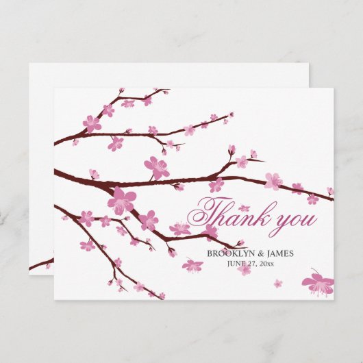 さくらんぼブロッサム結婚の感謝はがき ポストカード (正面/裏面)