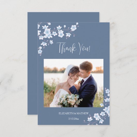 さくらんぼブロッサム結婚写真のサンキューカード サンキューカード (正面/裏面)