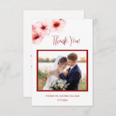 さくらんぼブロッサム結婚写真のサンキューカード サンキューカード (正面/裏面)