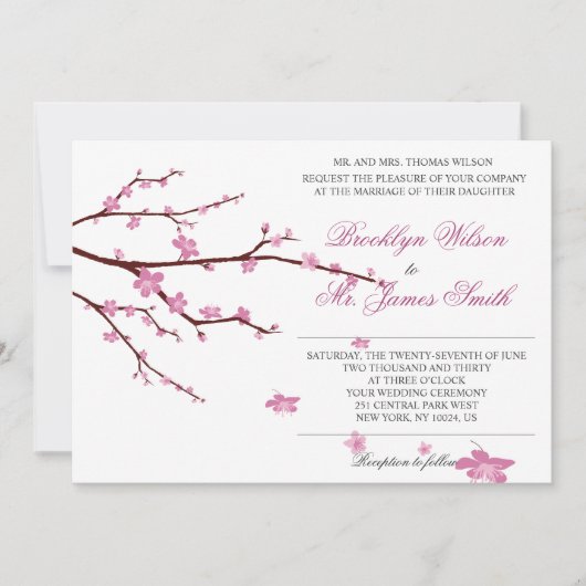 さくらんぼブロッサム結婚式招待状 招待状 (正面)