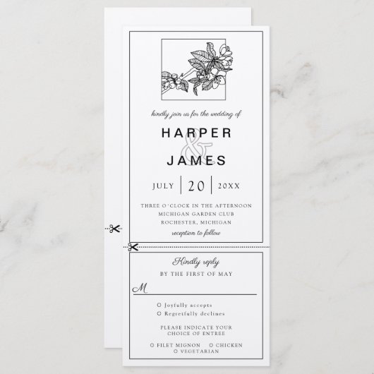 さくらんぼブロッサム結婚式招待状w rsvp添付 招待状 (正面/裏面)