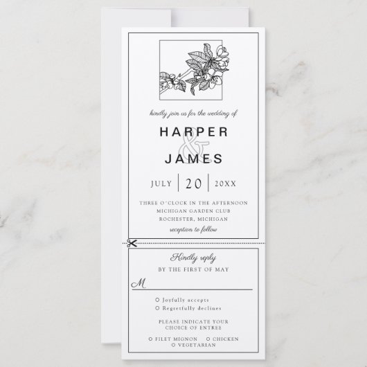 さくらんぼブロッサム結婚式招待状w rsvp添付 招待状 (正面)