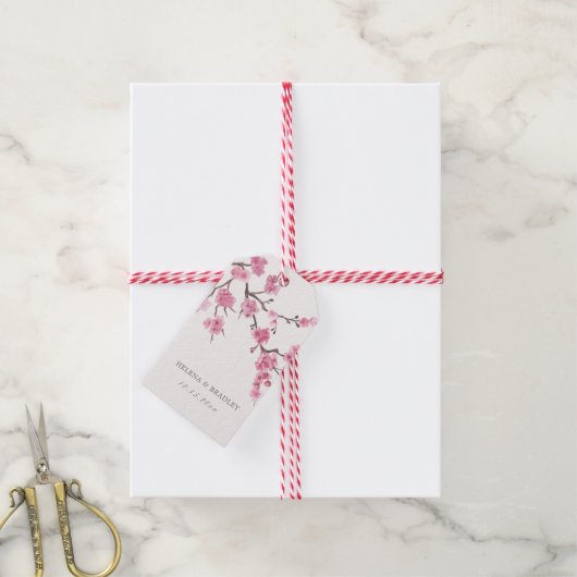 さくらんぼブロッサム結婚開花サンキュー ギフトタグ (より糸付き)