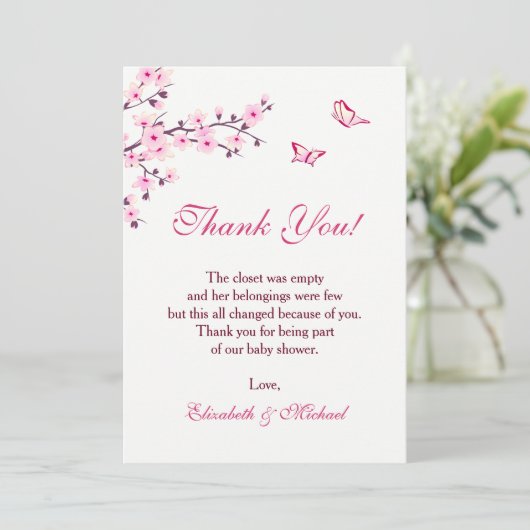 さくらんぼブロッサム赤ちゃんシャワーダウンロードありがとう 招待状 (スタンド正面)