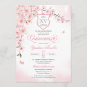 さくらんぼブロッサム赤面ピンクキンセニェラ招待状 招待状 (正面)