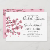 さくらんぼブロッサム赤面植物学ブライダルシャワー 招待状 (正面/裏面)
