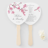 さくらんぼブロッサム開花 |ピンク |結婚式 プログラム ハンドファン (正面&裏面)
