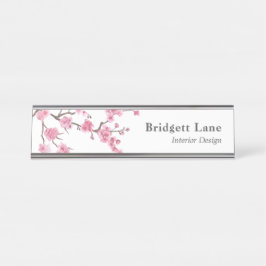 さくらんぼブロッサム開花 | 名前+タイトル デスクネームプレート