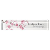 さくらんぼブロッサム開花 | 名前+タイトル デスクネームプレート (正面)