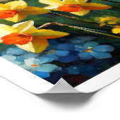 さくらんぼブロッサム鮮やか春ダッフォジルス抽象芸術 ポスター (角)