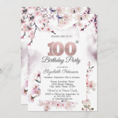 さくらんぼブロッサム100誕生日 招待状 (正面/裏面)