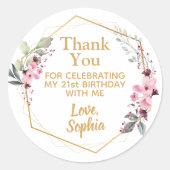 さくらんぼブロッサム21歳の誕生日ありがとうシール ラウンドシール (正面)